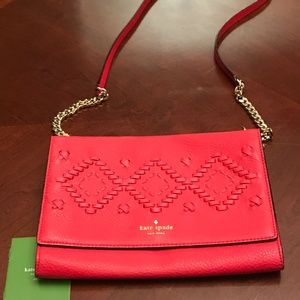 Kate Spade Pink Leather Woven Crossbody Bag